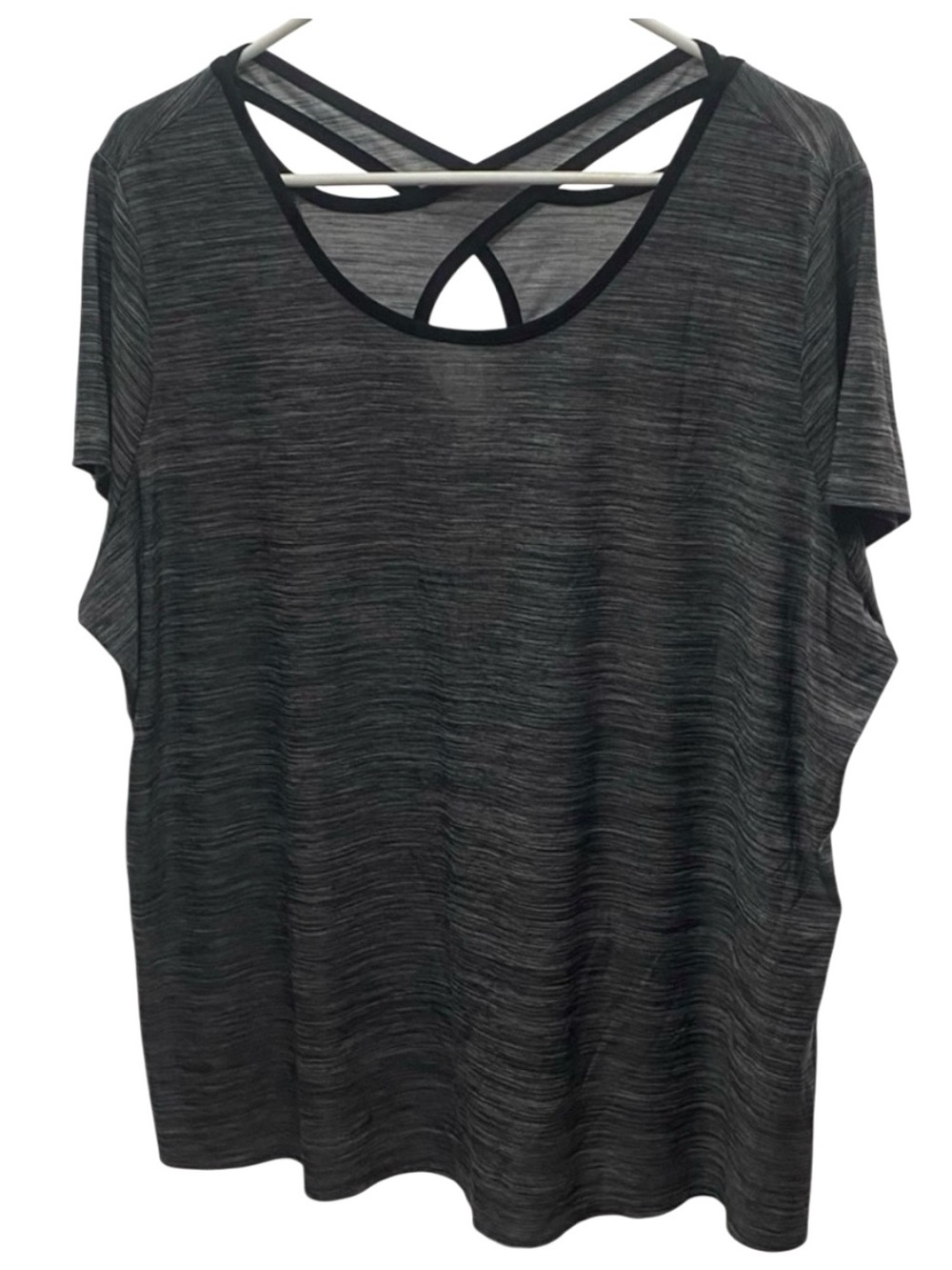 Suzie in the City size 3X Stretchy Athletic Workout Casual Top Black/Gray